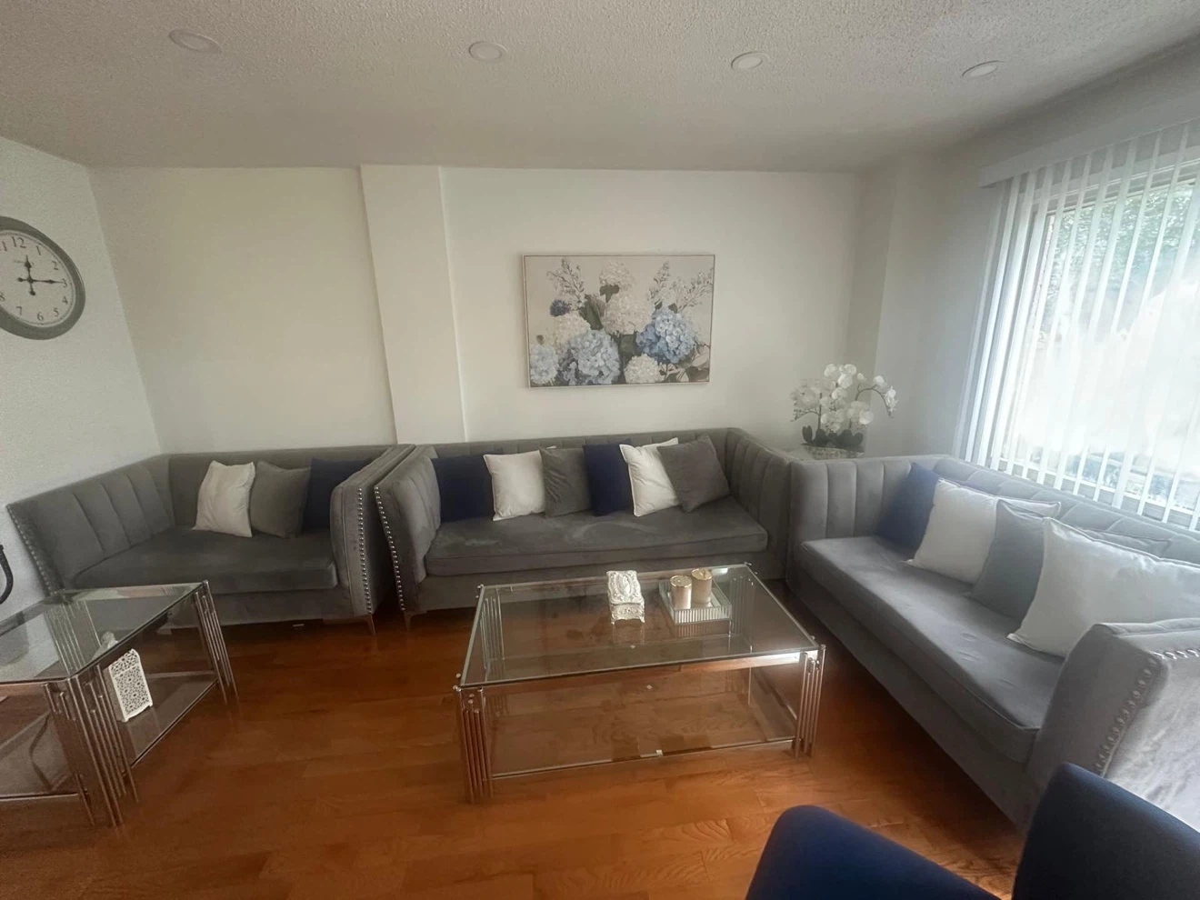 Grey Velvet Sofa Set