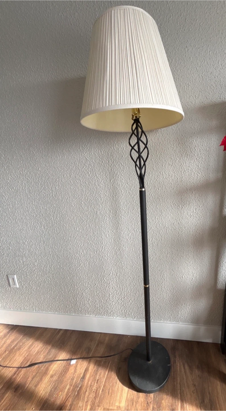 Black Metal Floor Lamp with Pleated Shade - photo 4