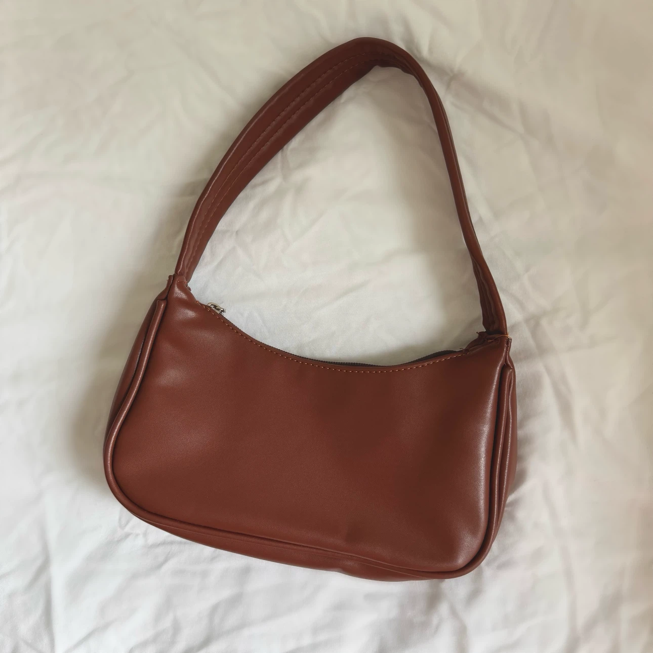 Brown Faux Leather Shoulder Bag