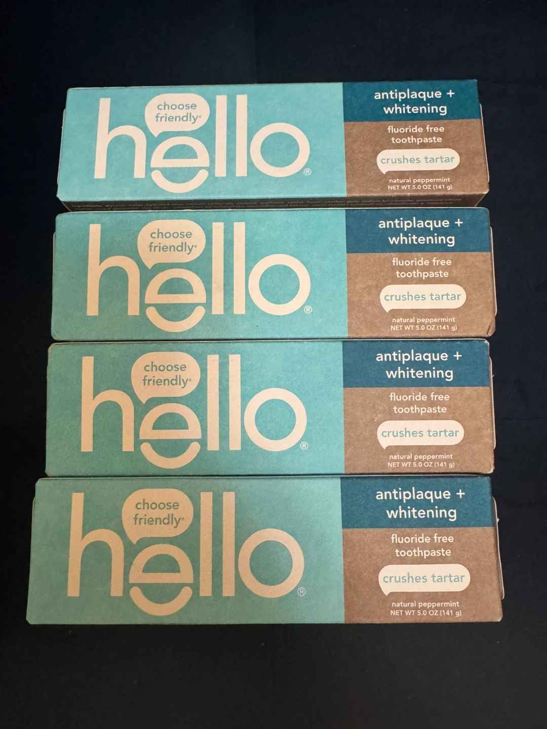 4 Hello Antiplaque + Whitening Toothpaste Tubes