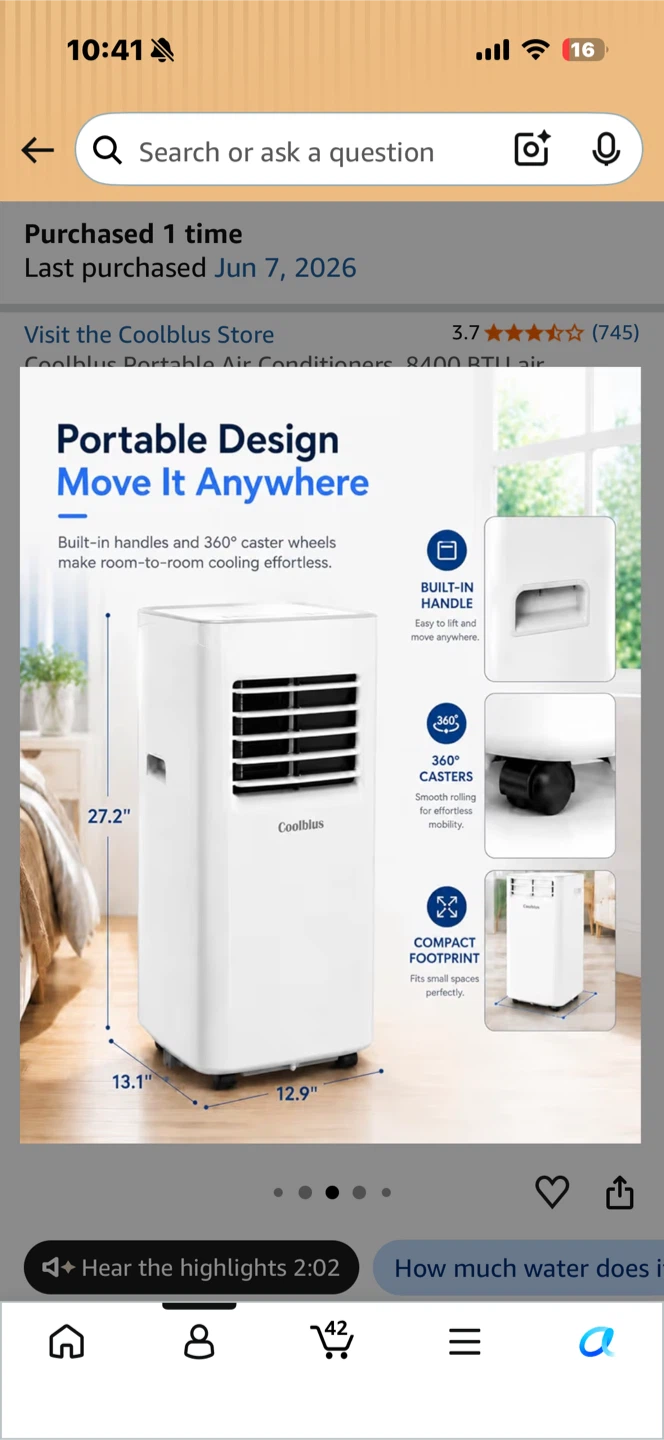 Coolblus 8400 BTU Portable Air Conditioner - photo 2