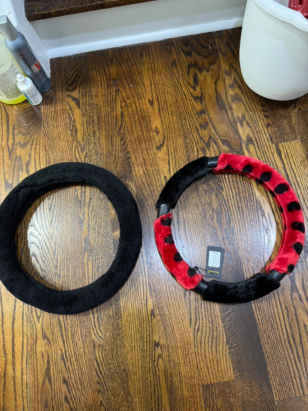 Black Furry Steering Wheel Cover. $18