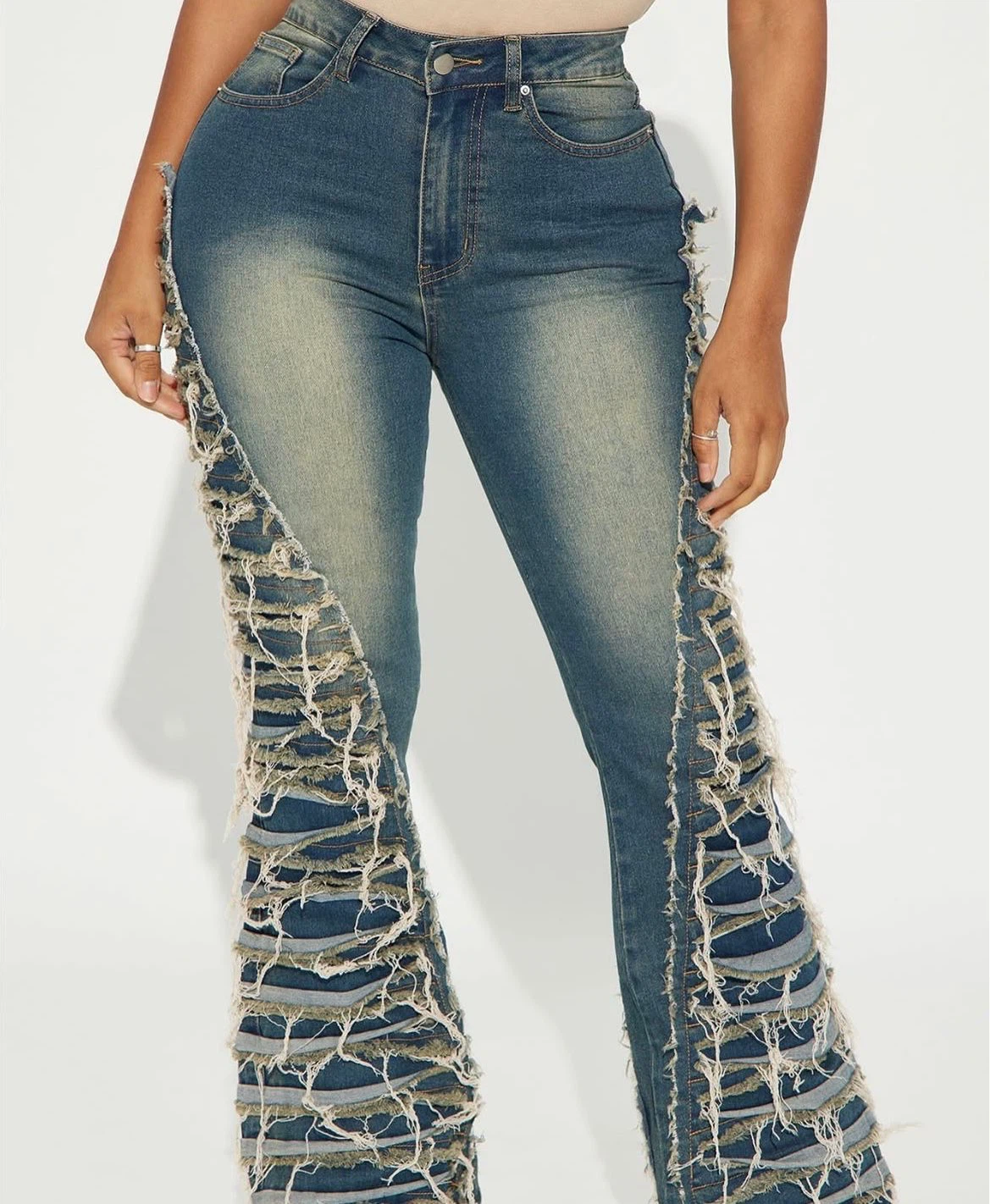 Fashion Nova Distressed Flare Jeans