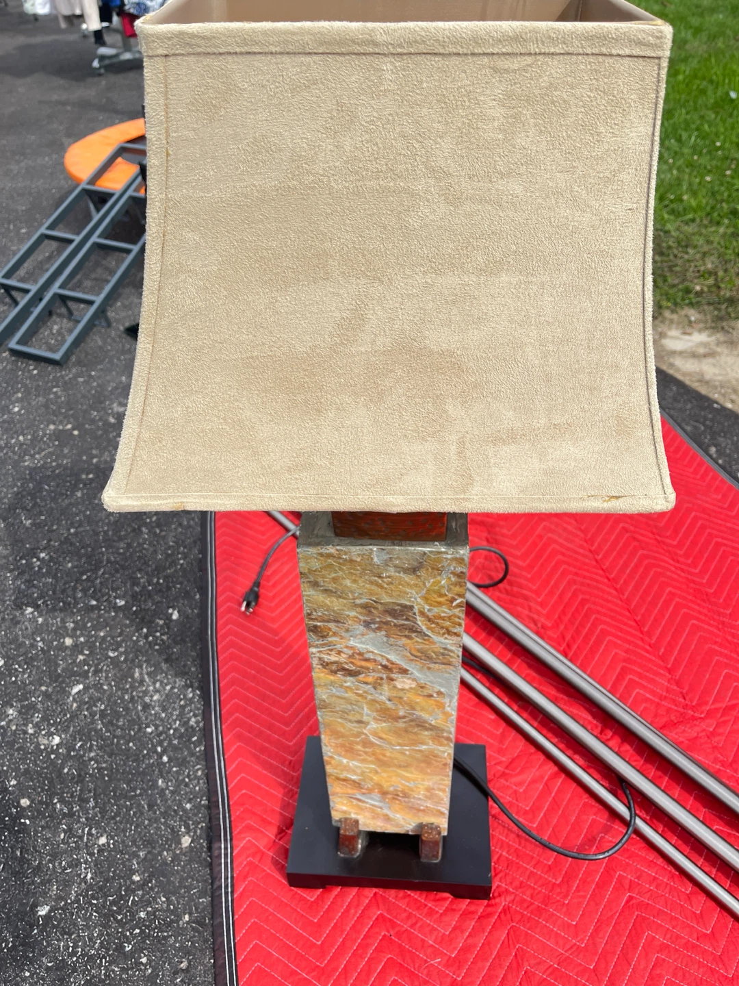 Stone and Fabric Table Lamp