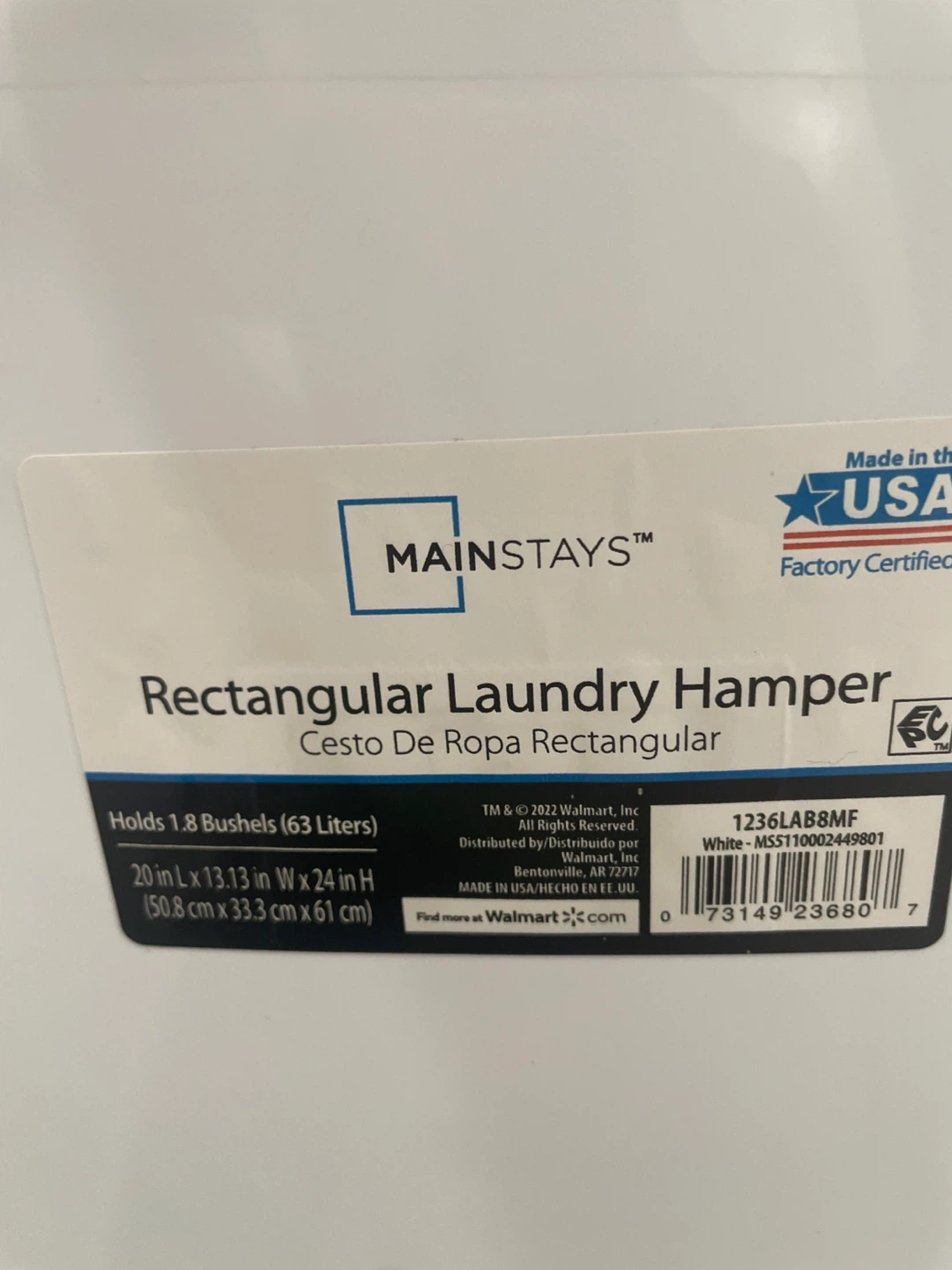 Mainstays Rectangular Laundry Hamper - photo 3