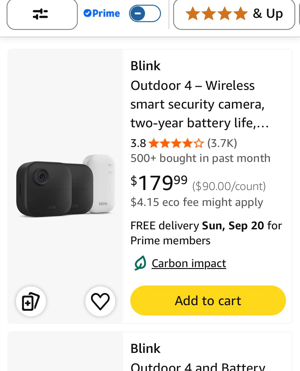 Blink Outdoor 4 Wireless Security Camera System - 2 Cameras