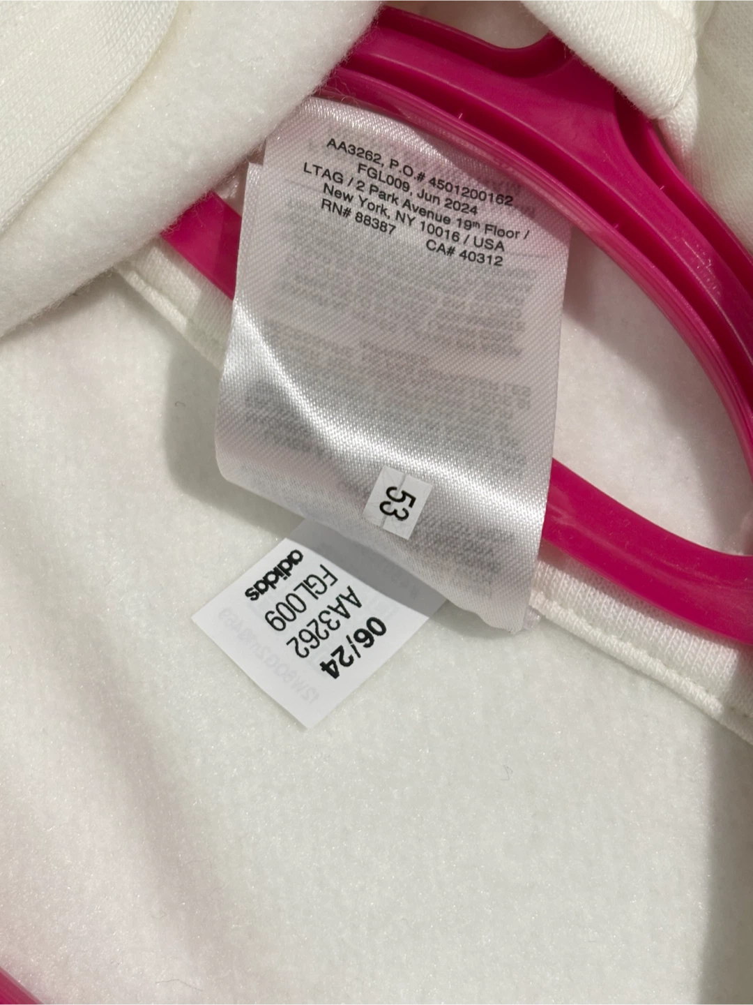New! Adidas Kids Hoodie White/Pink Size M - photo 3