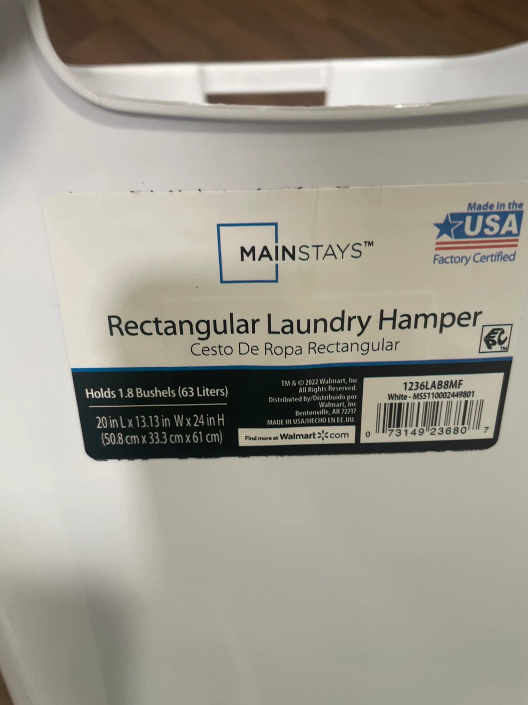 Mainstays Rectangular Laundry Hamper - photo 4