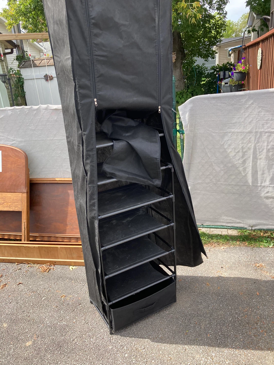 Tall Black Fabric Shoe Rack Organizer