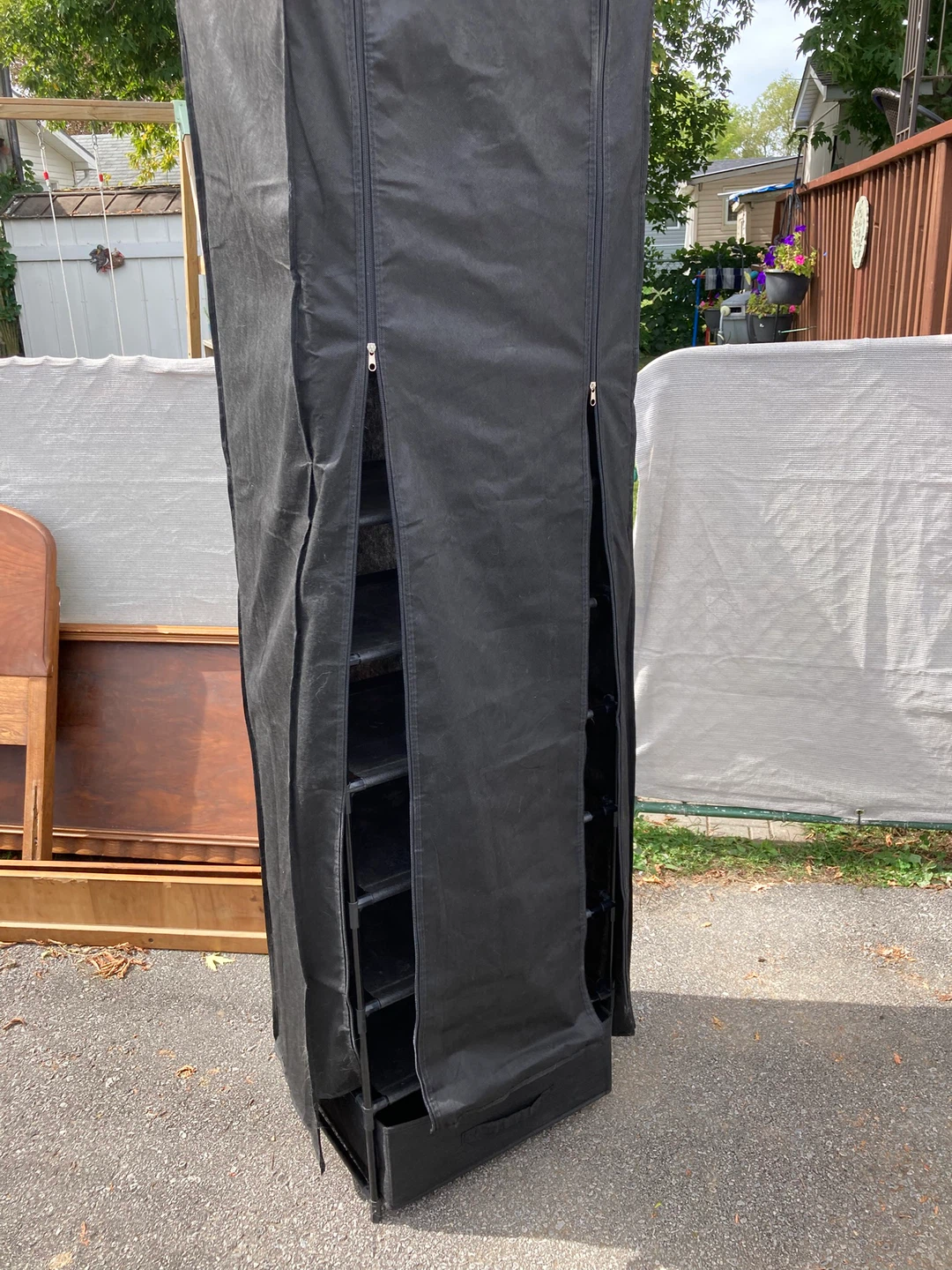 Tall Black Fabric Shoe Rack Organizer - photo 2