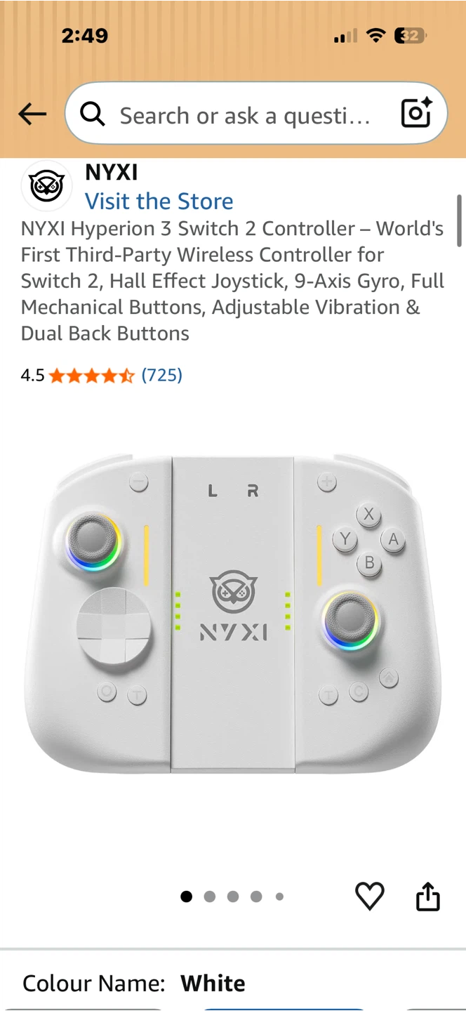 NYXI Hyperion 3 Wireless Controller for Switch 2 - White - photo 2