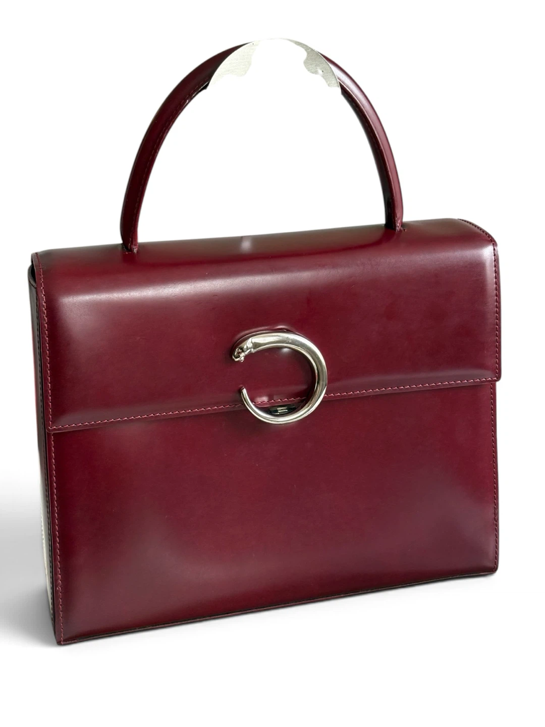 Vintage Cartier Burgundy Cowhide Leather Handbag