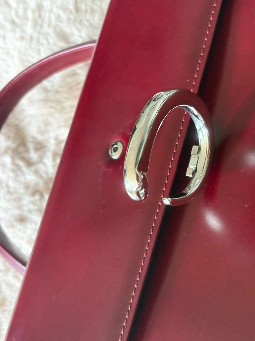 Vintage Cartier Burgundy Cowhide Leather Handbag - photo 2