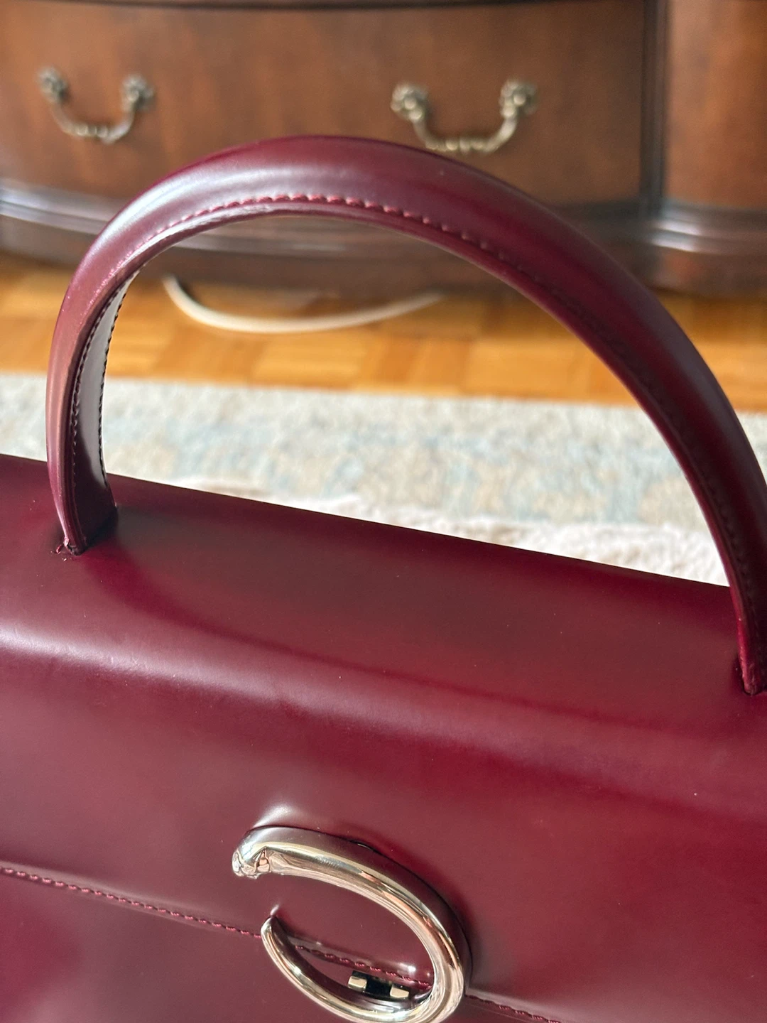 Vintage Cartier Burgundy Cowhide Leather Handbag - photo 4