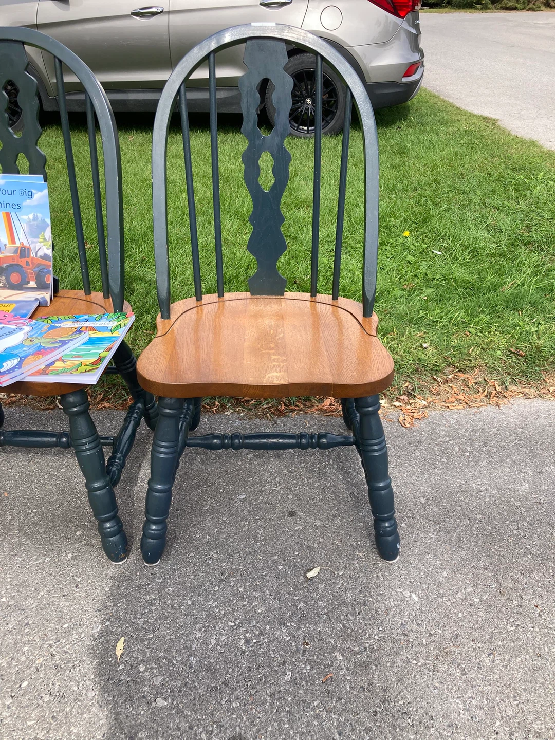 Set of 4 solid wood. Spindle Back Chairs