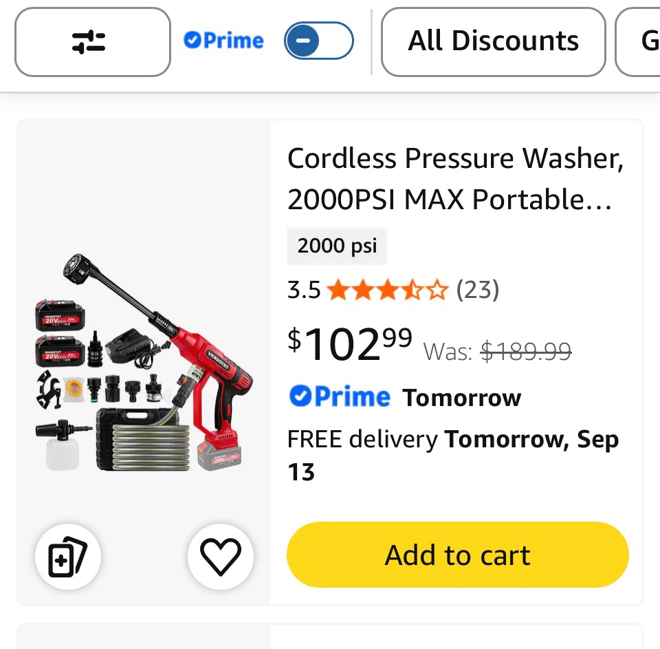 Vkndoynt Cordless Pressure Washer 2000PSI
