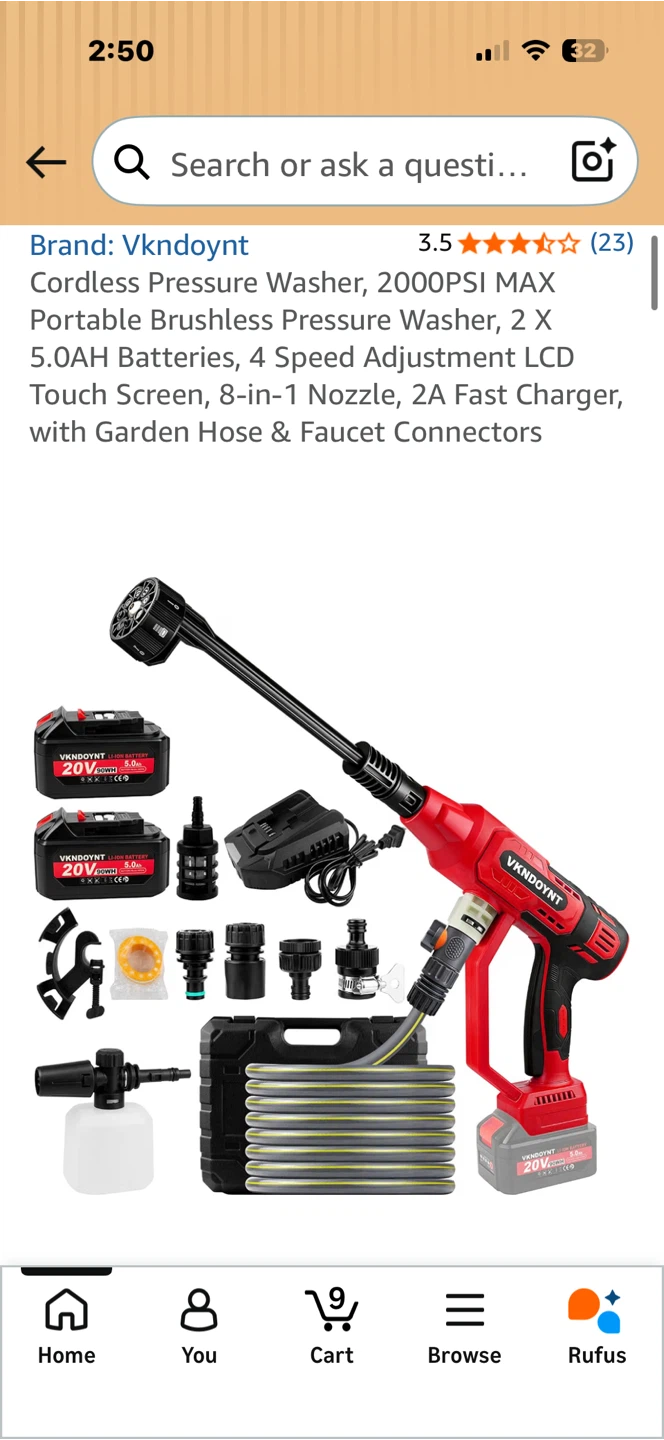 Vkndoynt Cordless Pressure Washer 2000PSI - photo 2