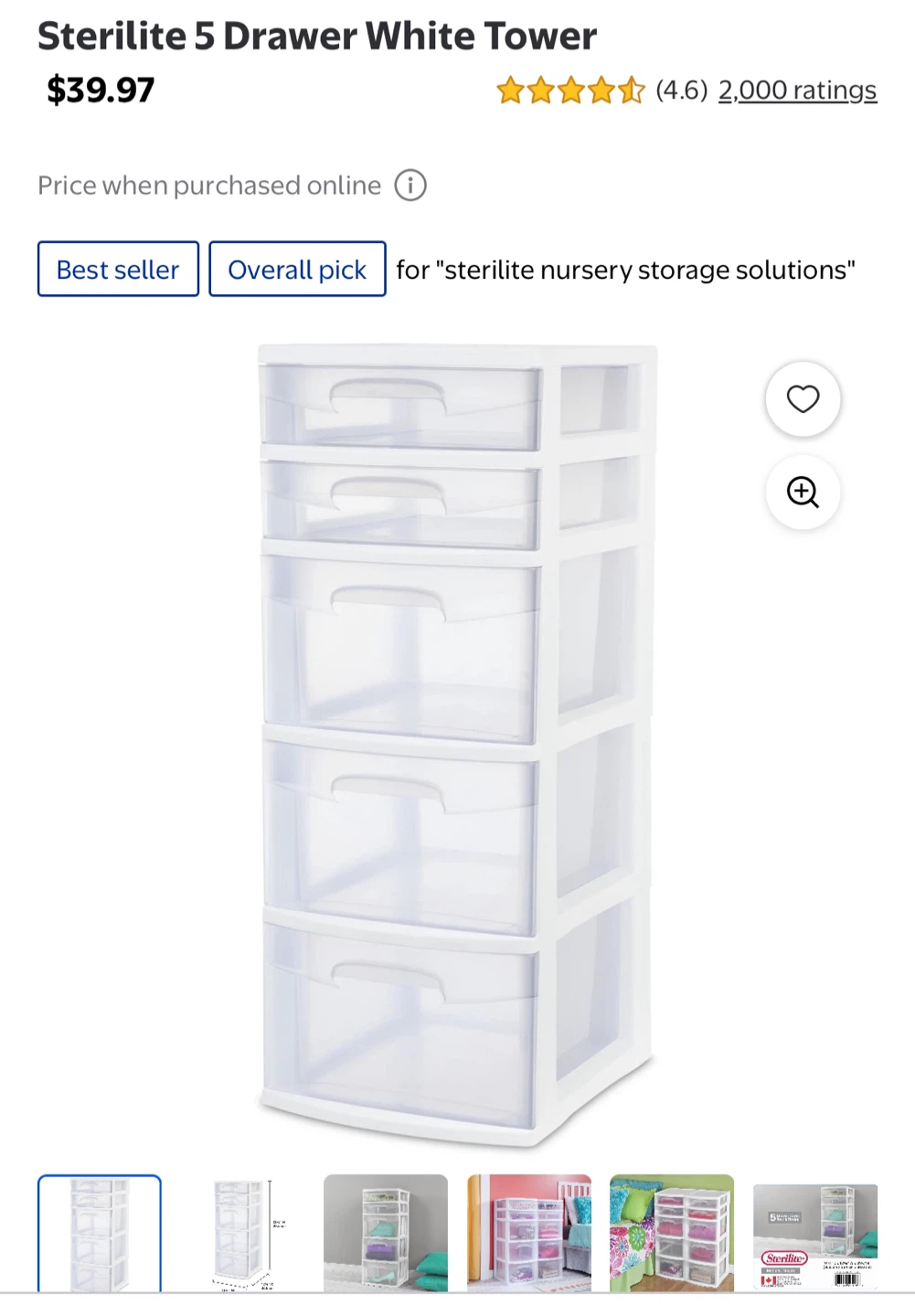 Walmart Sterilite 5-Drawer Storage Tower - photo 2