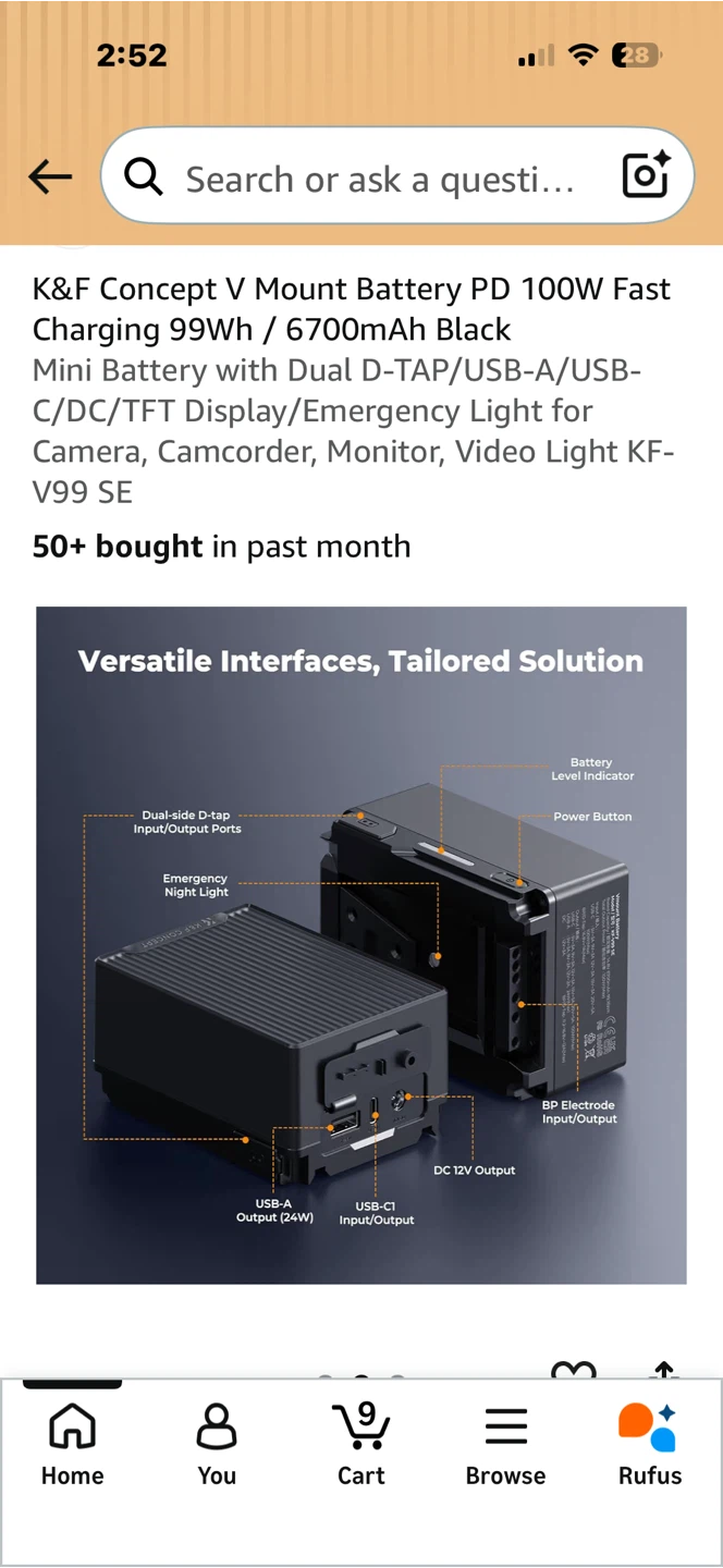 K&F Concept V-Mount Battery 99Wh 6700mAh - photo 4
