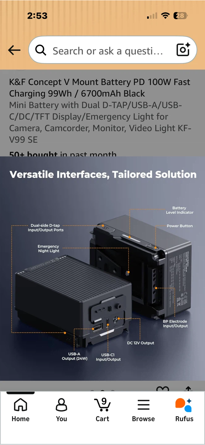 K&F Concept V-Mount Battery 99Wh 6700mAh - photo 5