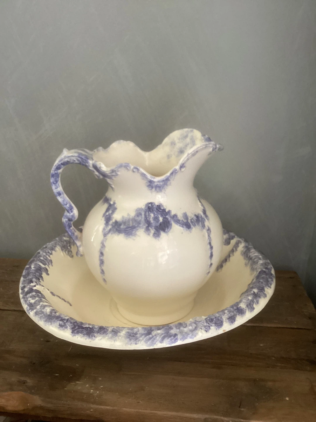 Vintage Ceramic Wash Basin and Pitcher Set