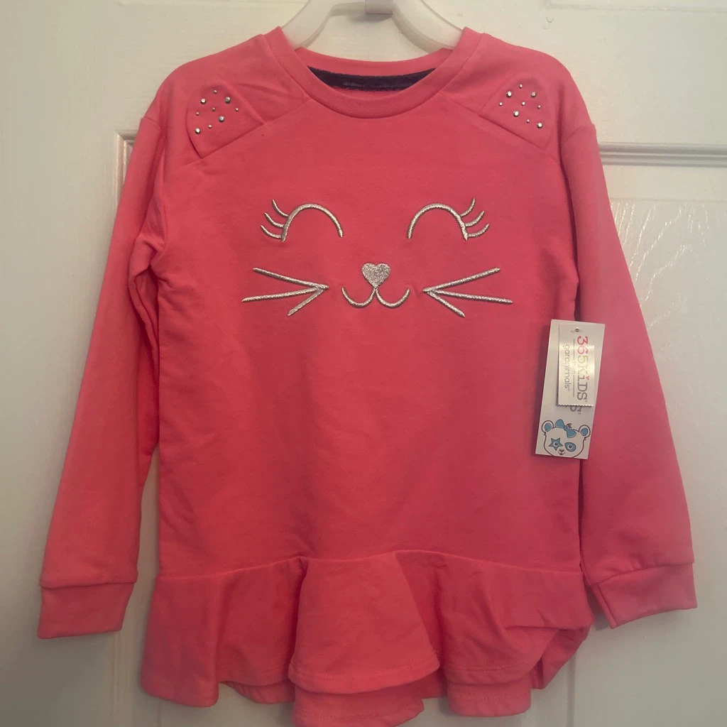 365 Kids Garanimals Pink 🏈 Cat Sweatshirt