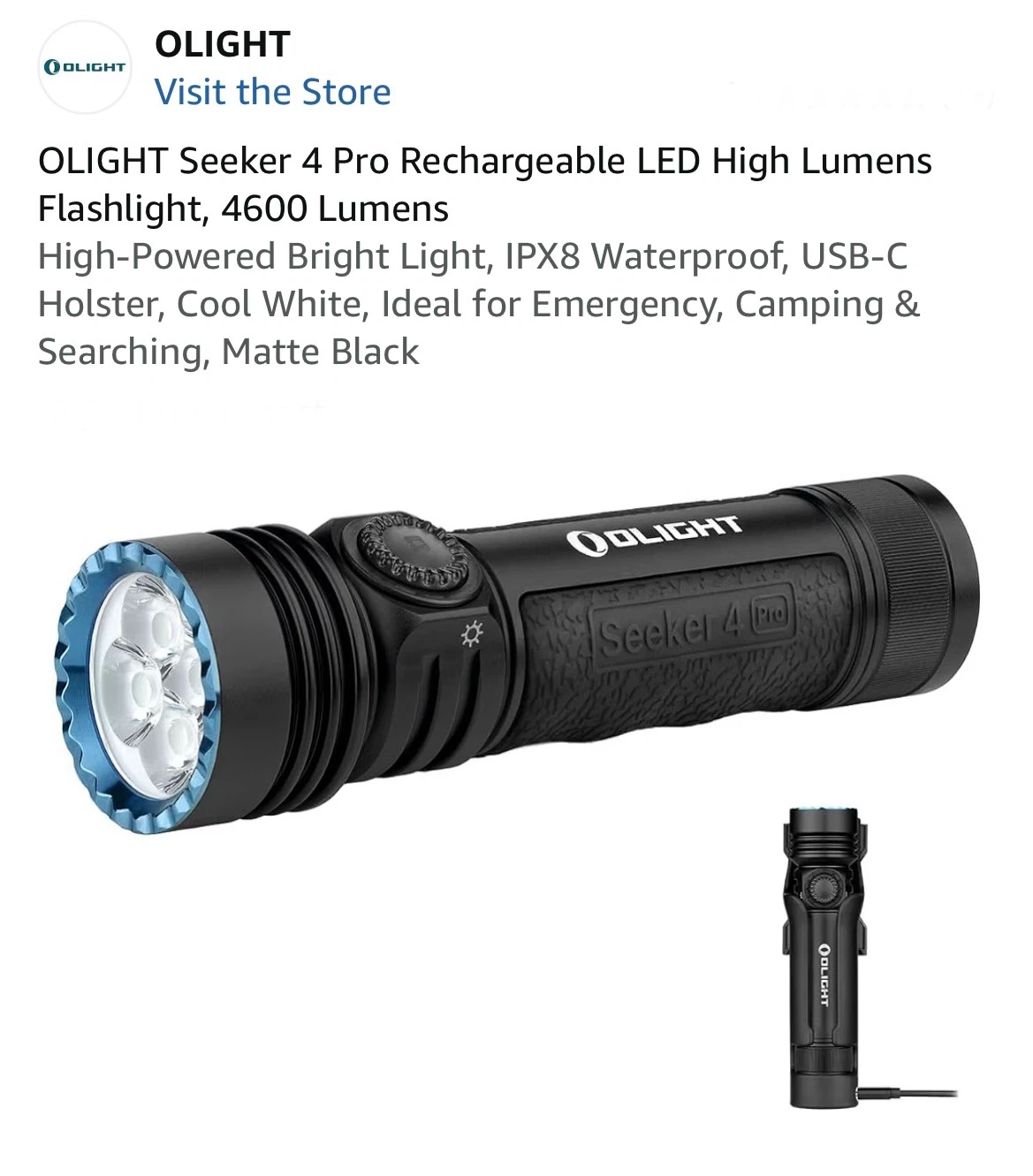 Olight Seeker 4 Pro Rechargeable Flashlight