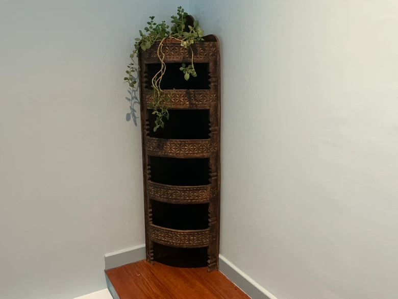 Hand-Carved Corner Shelf Unit