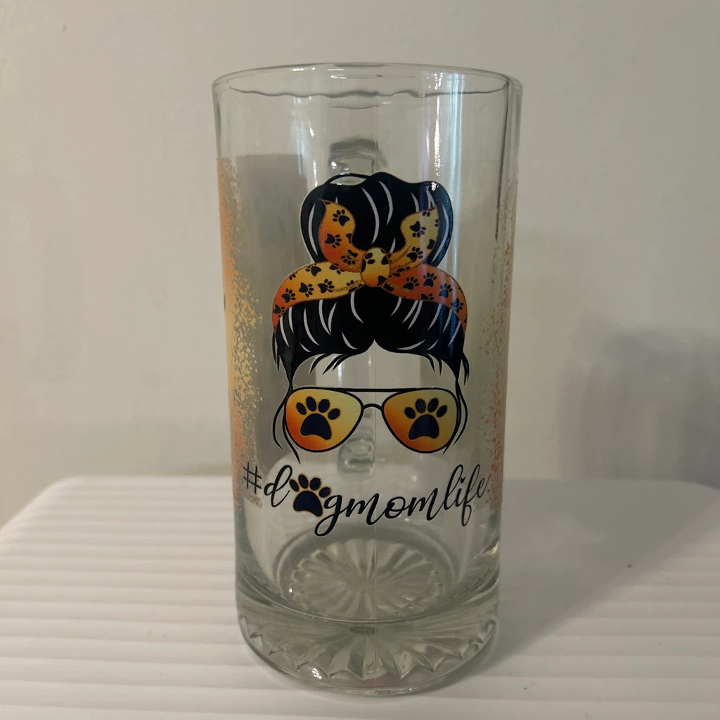 Dog Mom Life Glass Beer Mug 🏈
