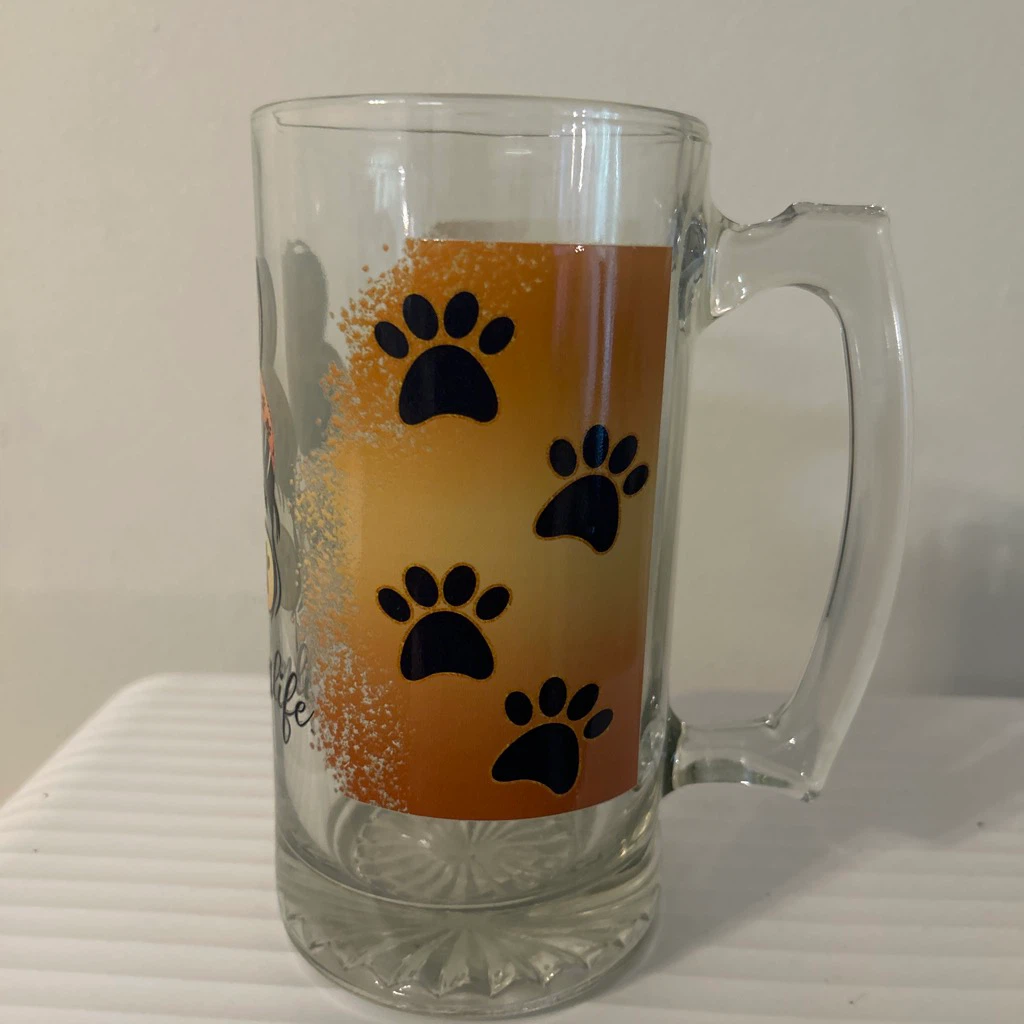 Dog Mom Life Glass Beer Mug 🏈 - photo 3