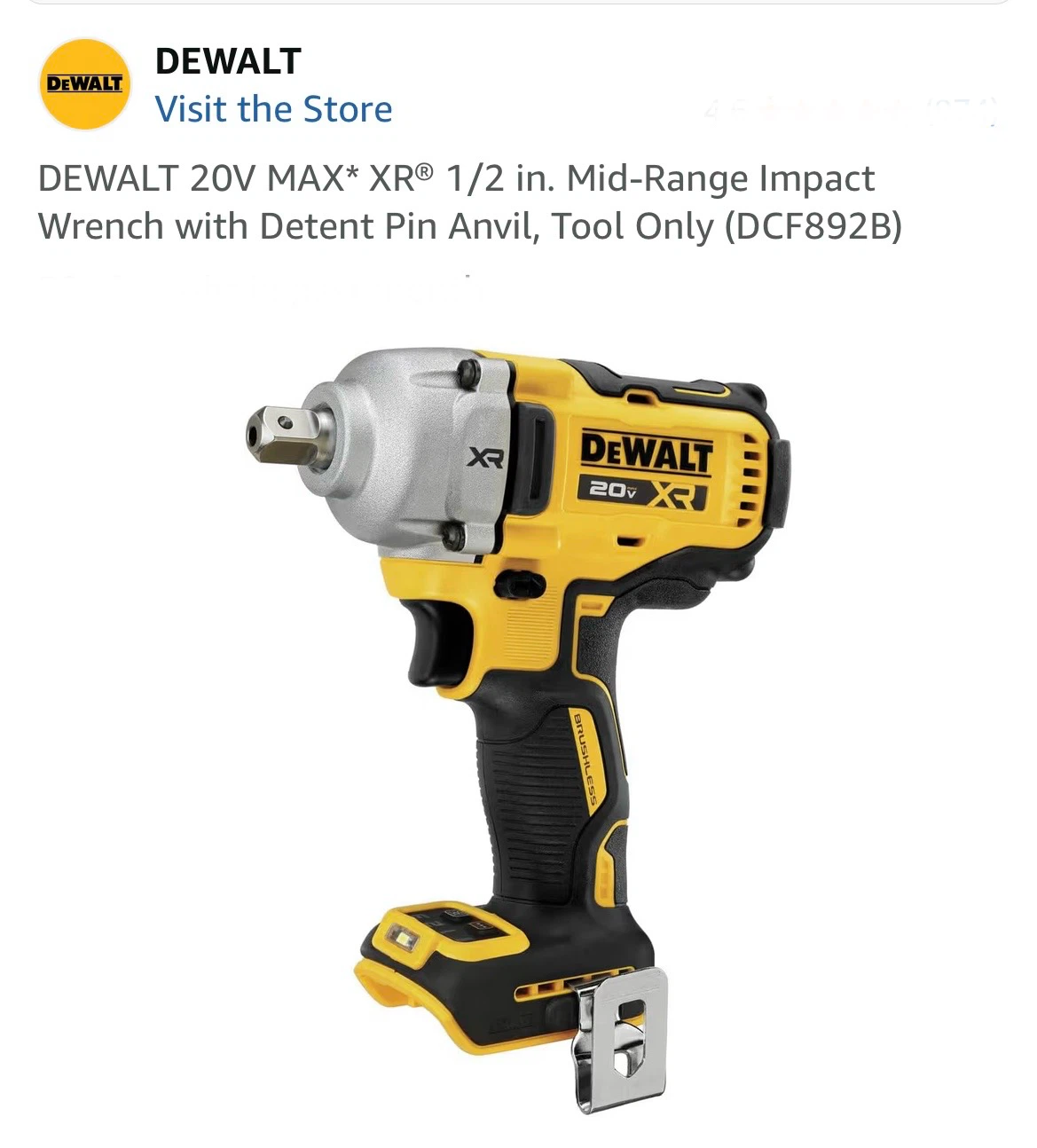 DEWALT 20V MAX XR 1/2 in. Mid-Range Impact Wrench