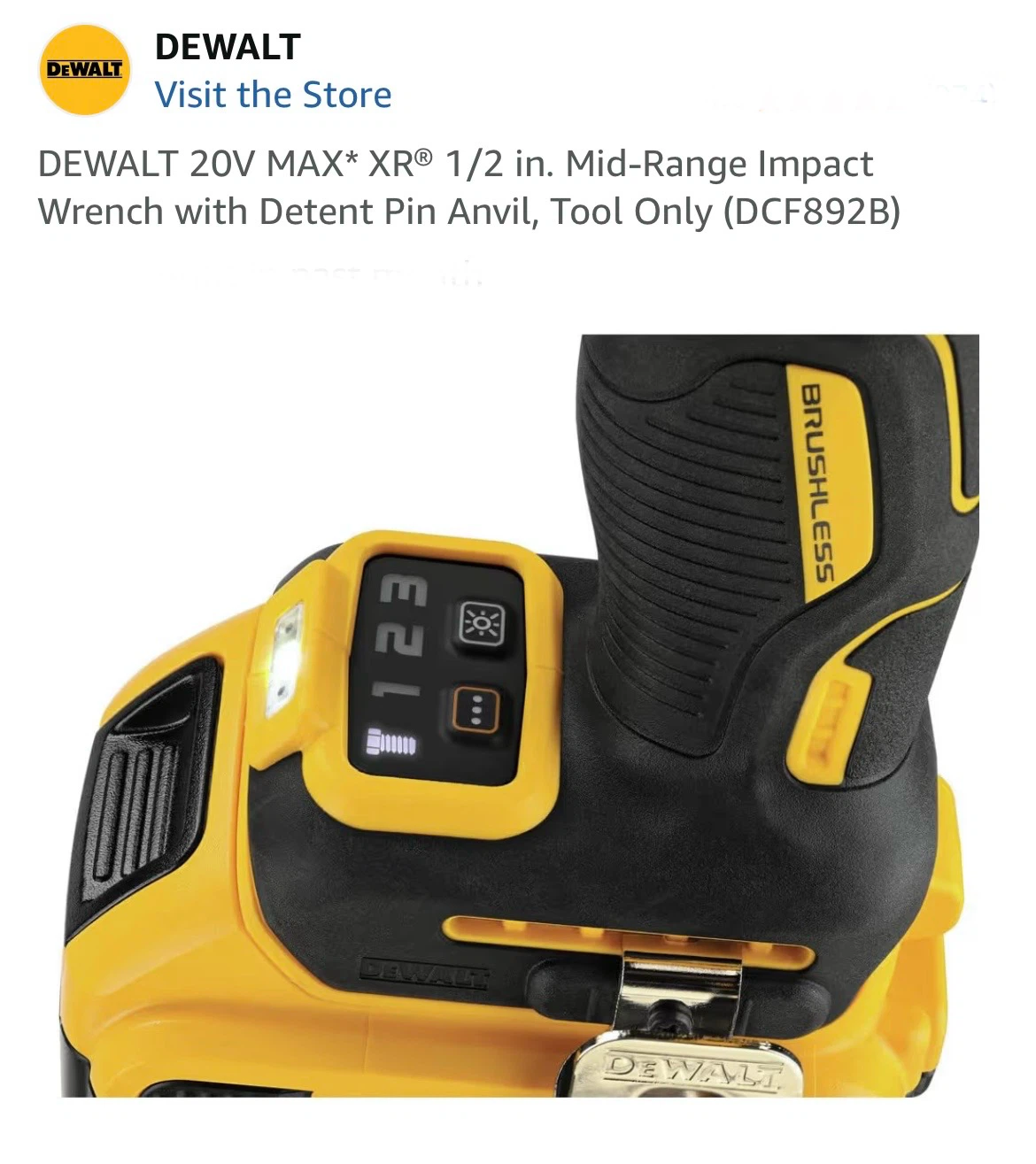 DEWALT 20V MAX XR 1/2 in. Mid-Range Impact Wrench - photo 3