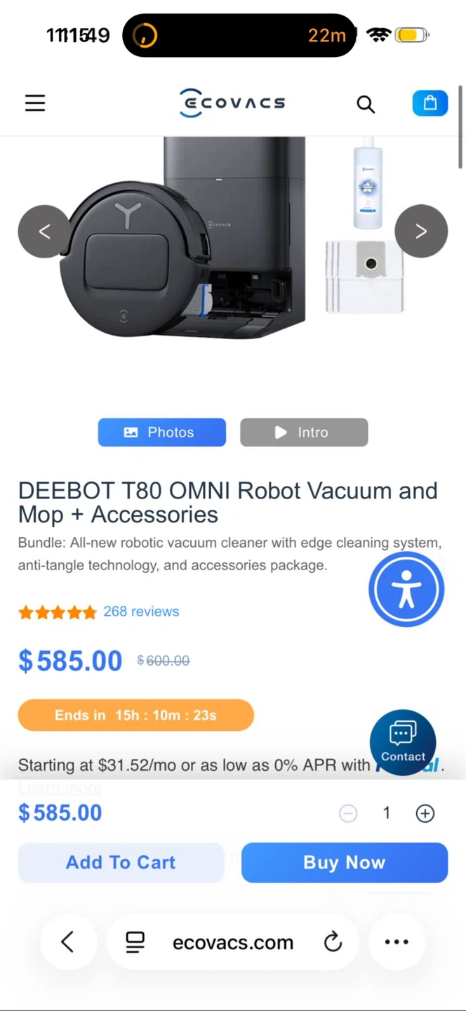 Ecovacs Deebot T80S Omni robot vacuum auto-empty & washing dock - photo 5