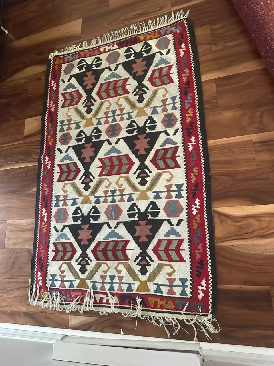Two Vintage Style Woven Accent Rugs