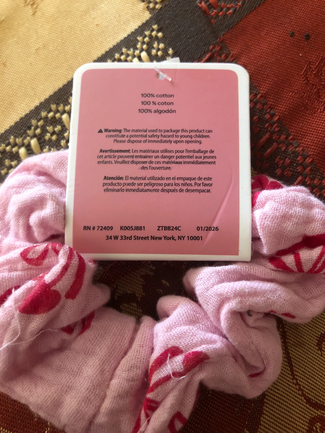 Kit & Pearl Pink Cherry Scrunchie 🏈 - photo 2