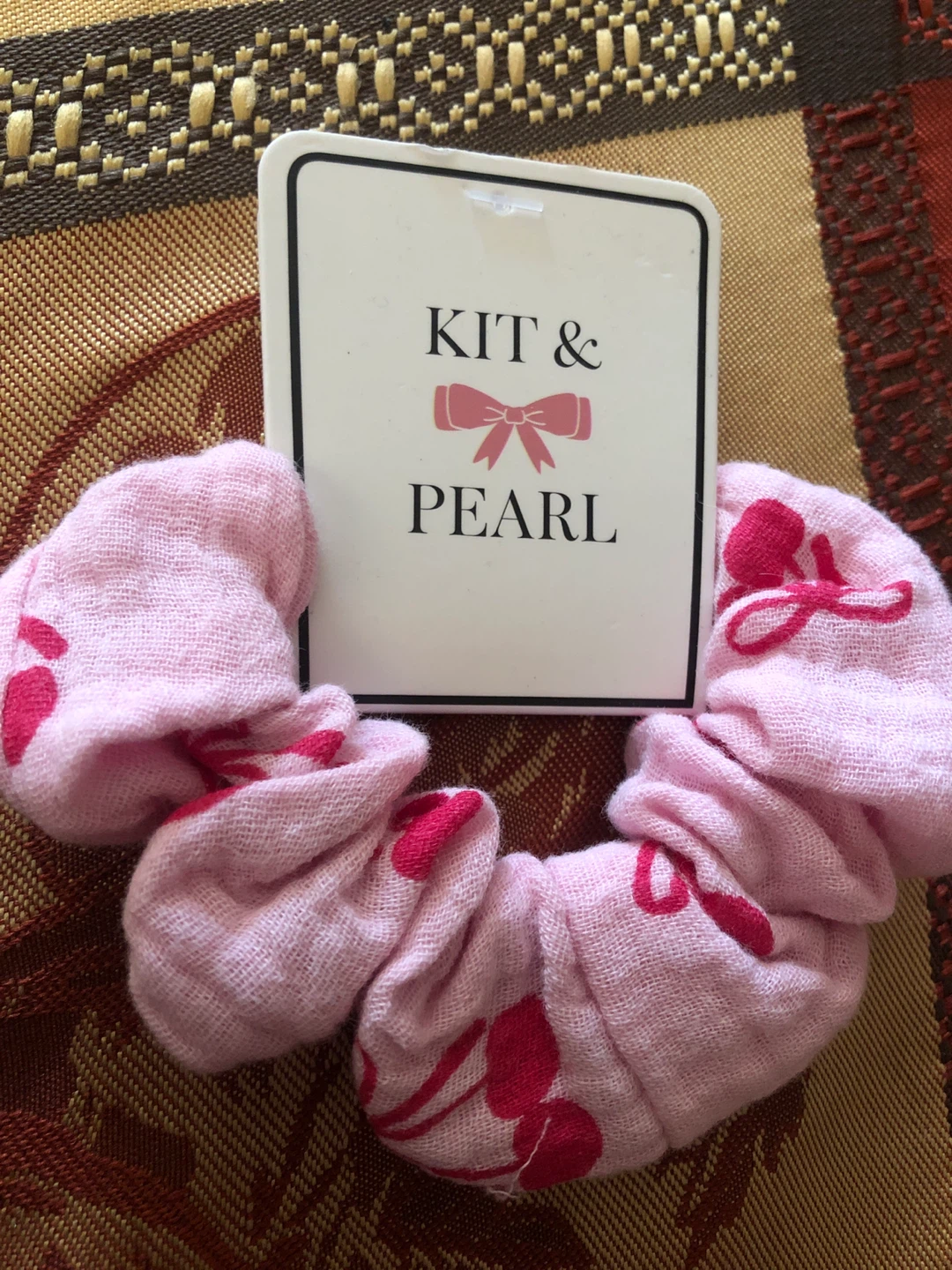 Kit & Pearl Pink Cherry Scrunchie 🏈