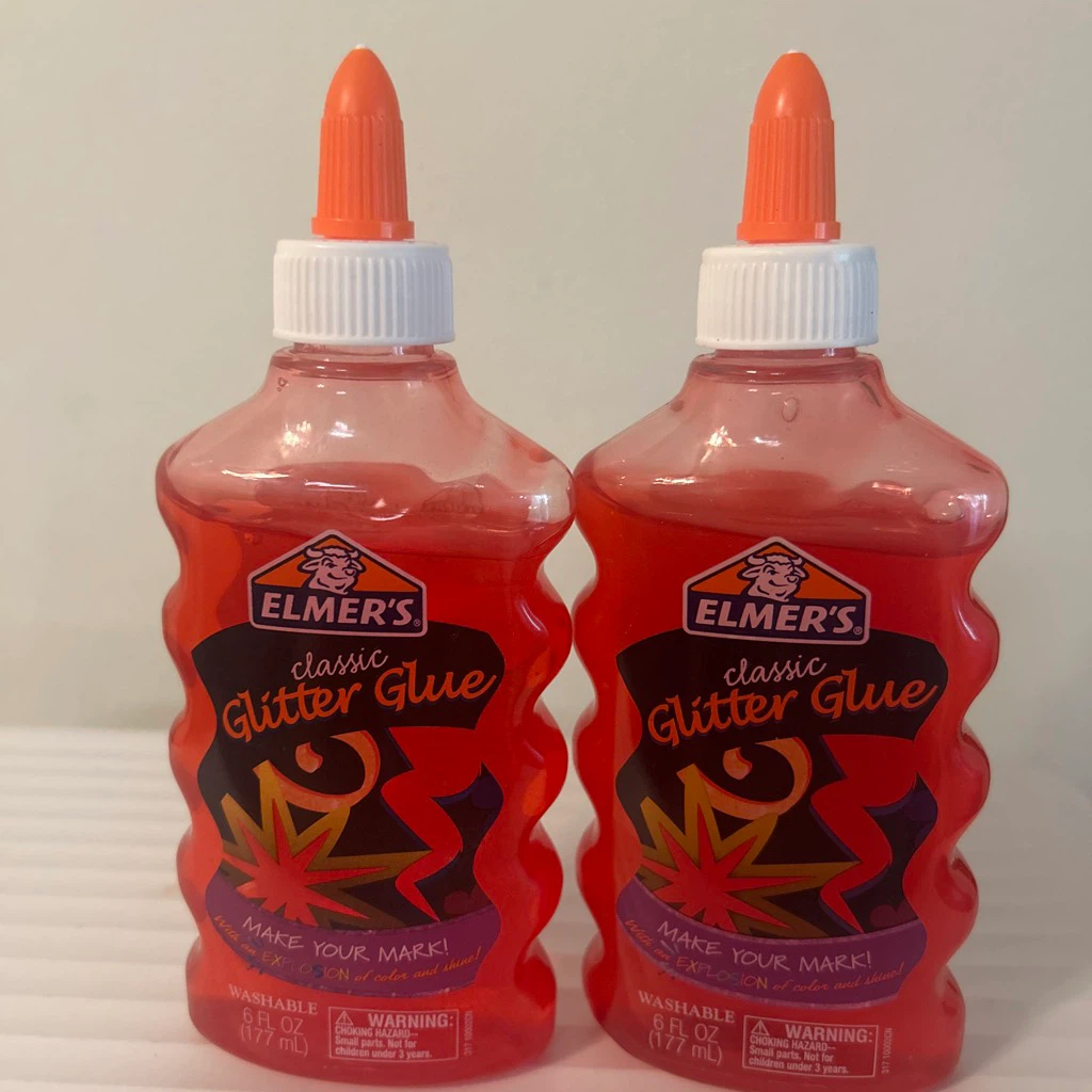 Two Elmer's Red 🏈 Classic Glitter Glue Bottles
