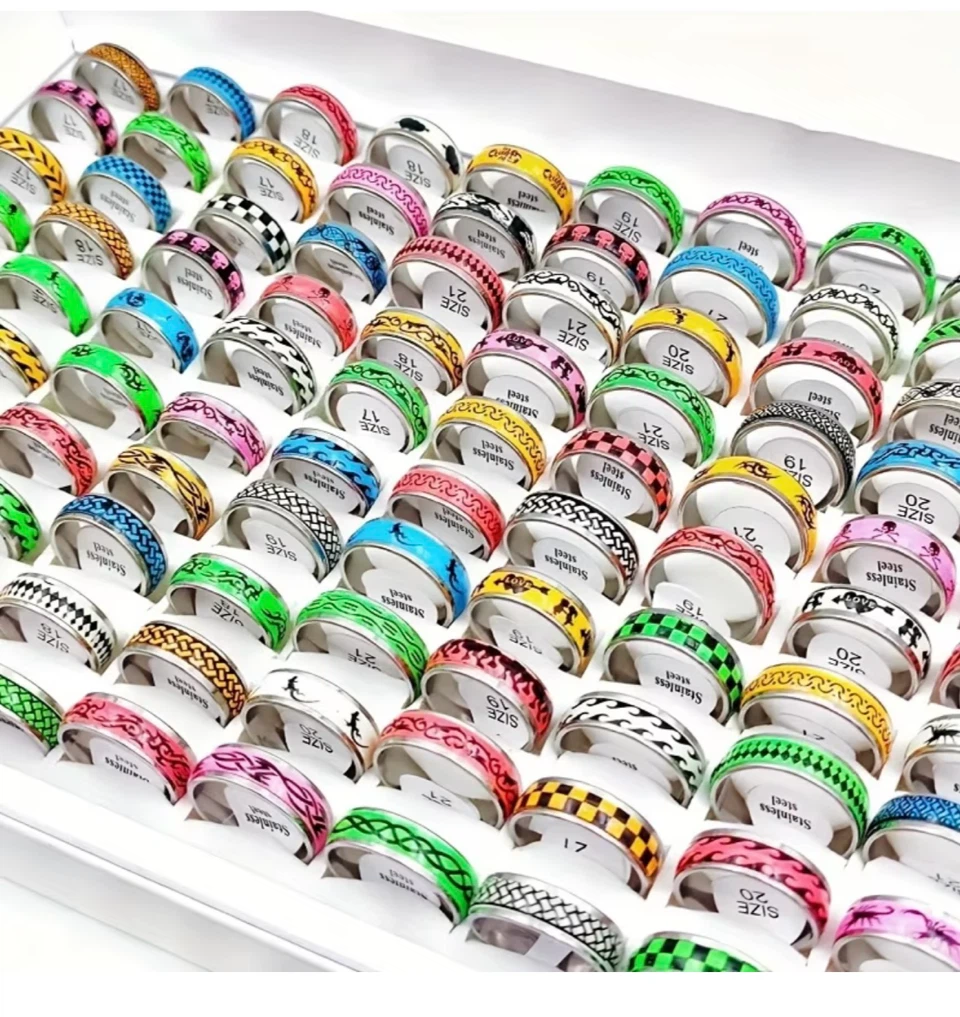 Assorted Stainless Steel Patterned Rings