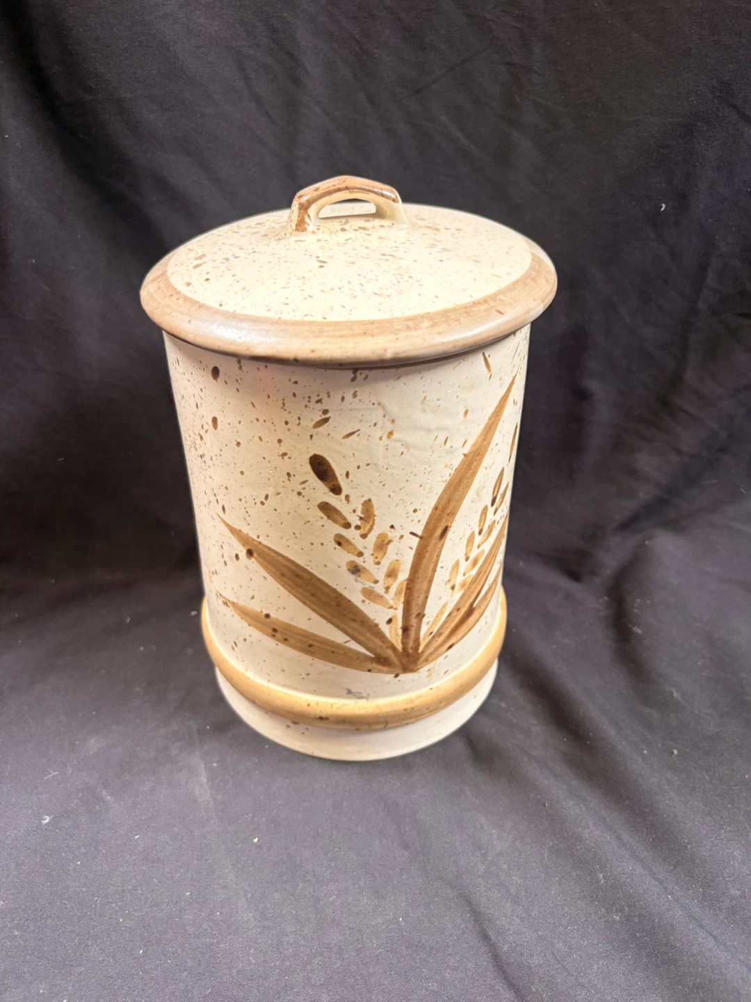 🏈Vintage Speckled Ceramic Kitchen Canister