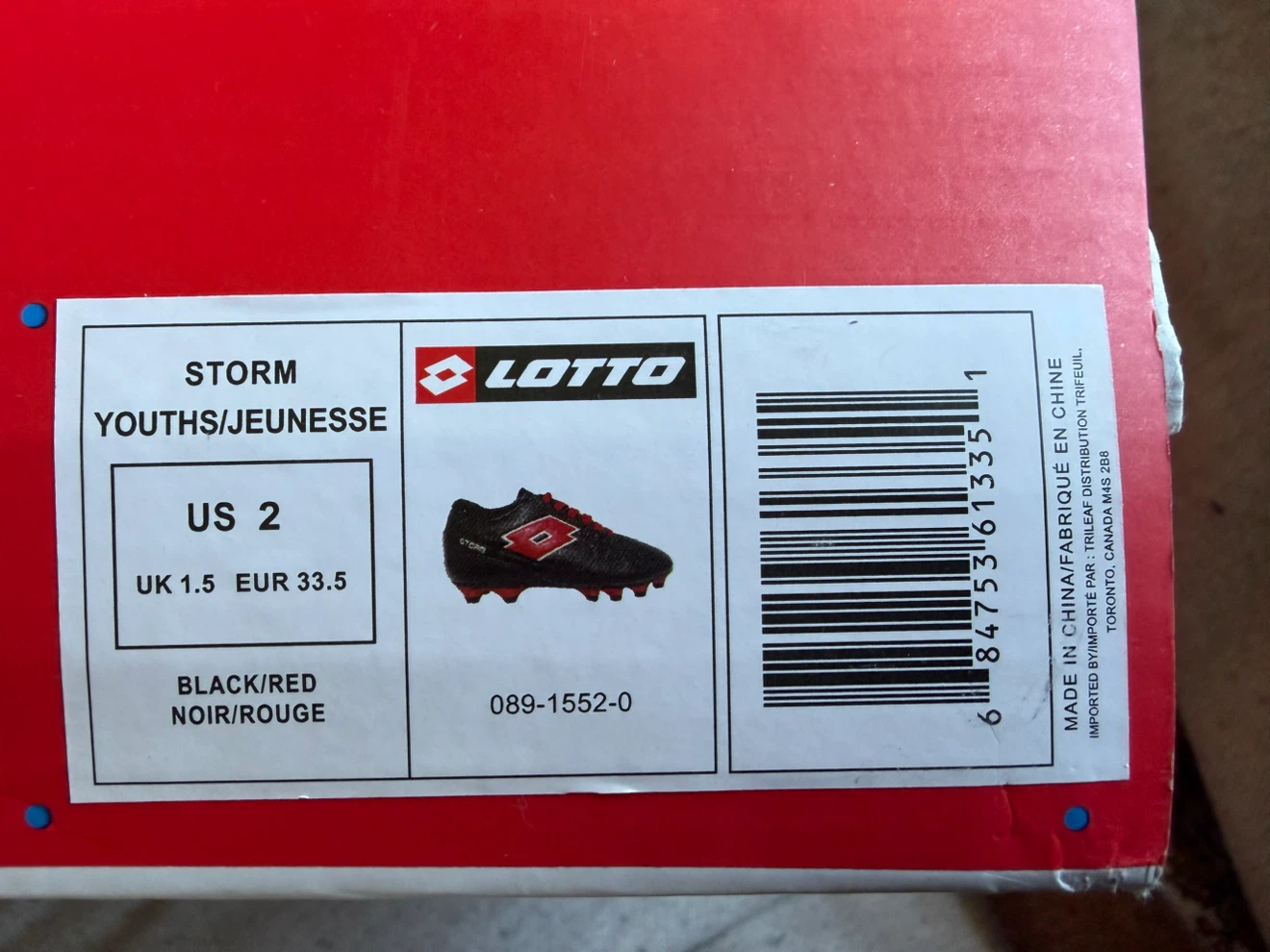 Lotto Storm Youth Soccer Cleats Black/Red - photo 2