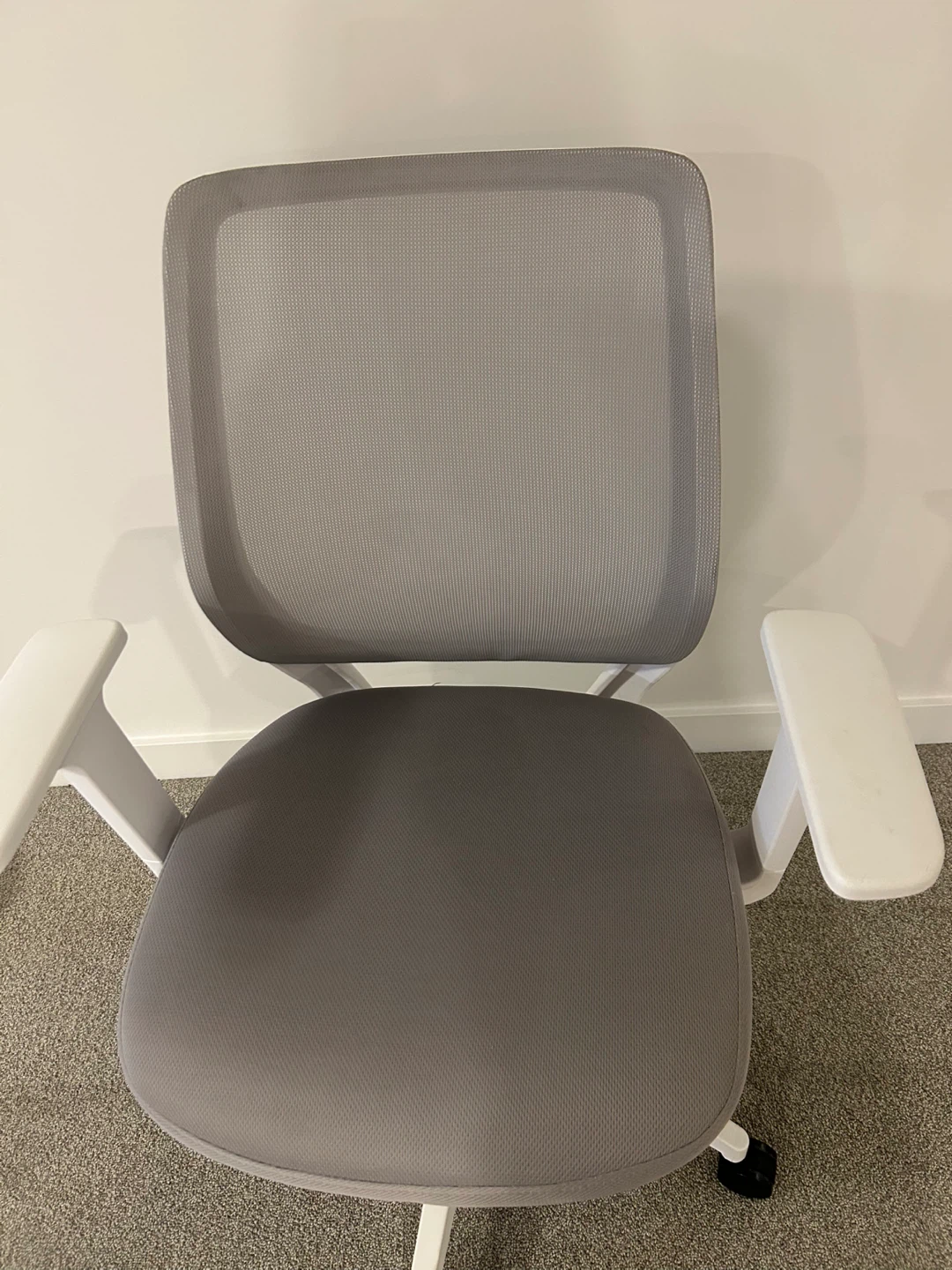 Grey Mesh Office Chair with White Base