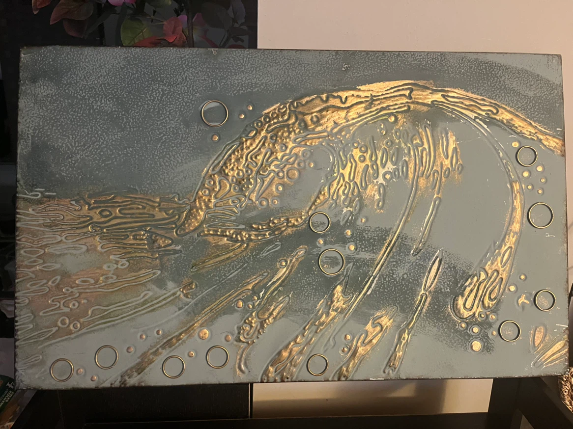 Metal wall art wave print