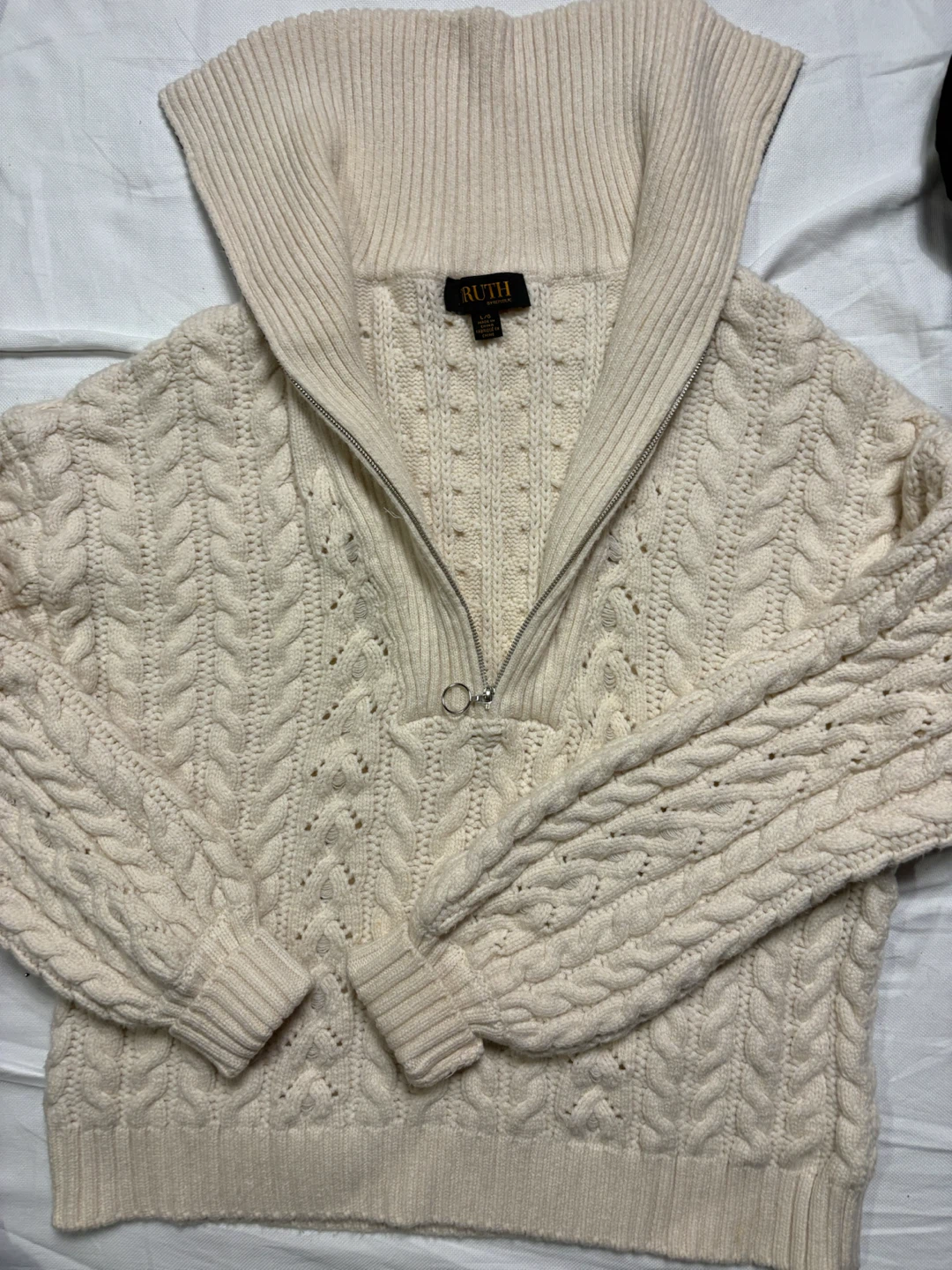 Ruth by Republic Cream Half-Zip Cable Knit Sweater - photo 2