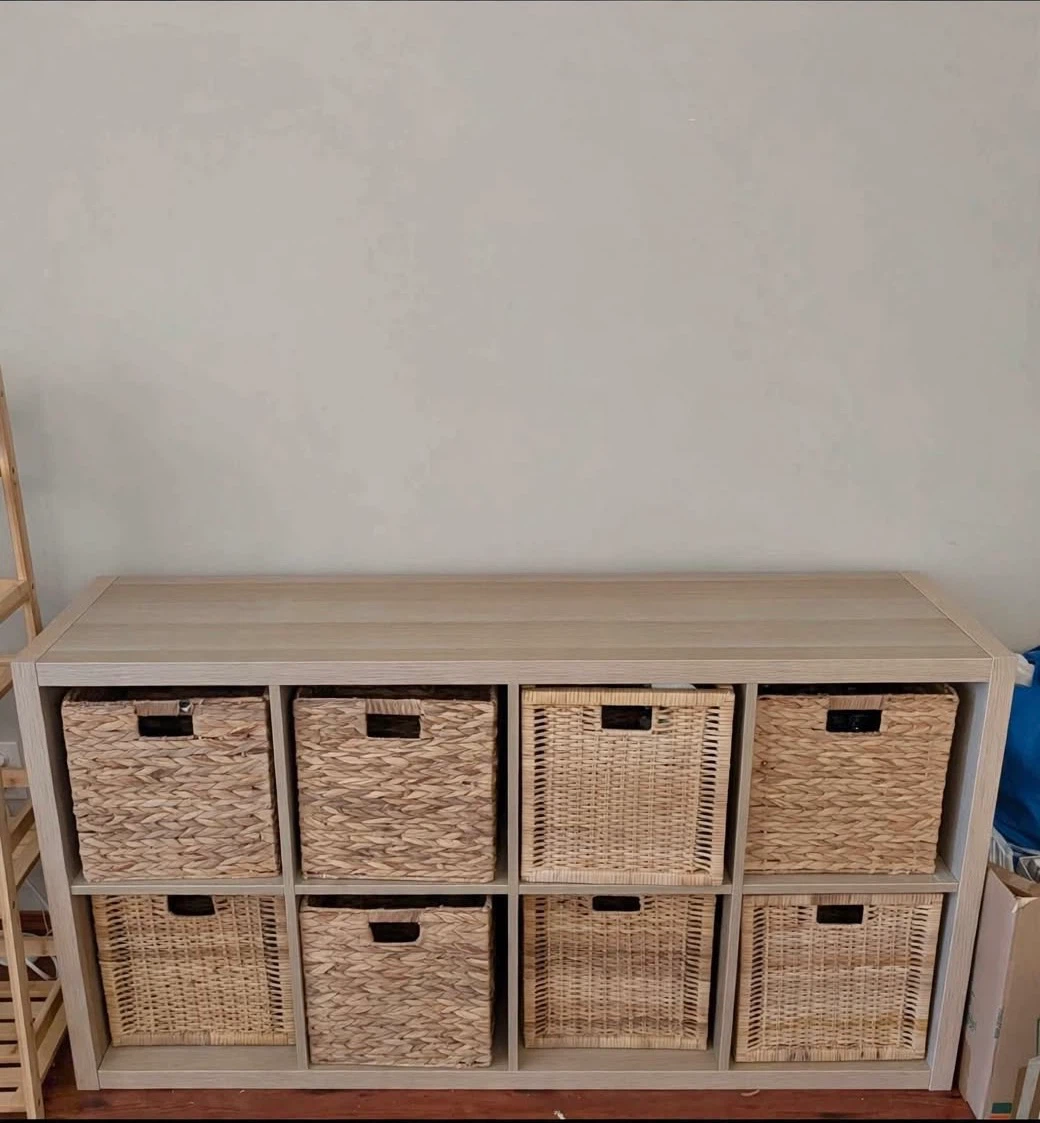 IKEA KALLAX 8-Cube Shelving Unit with Woven Baskets