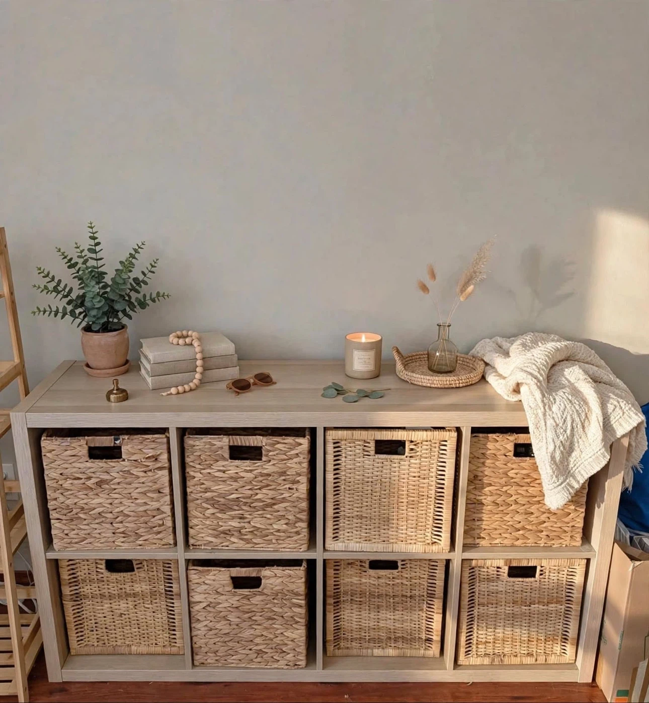IKEA KALLAX 8-Cube Shelving Unit with Woven Baskets - photo 3