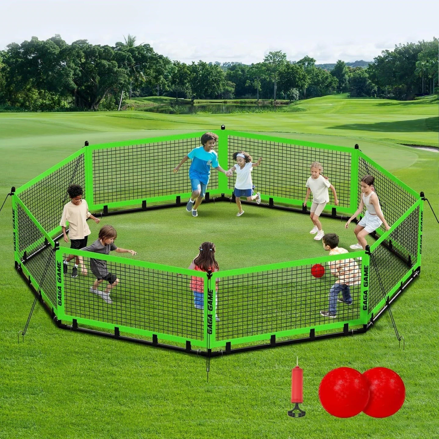 Gaga Ball Pit, Portable 15ft Gagaball Court with Carry Bag BNIB