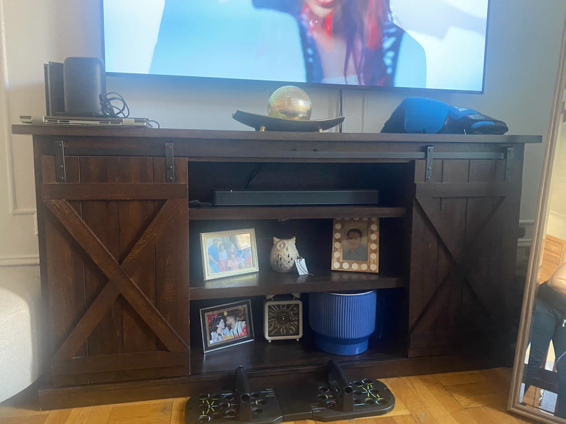 Rustic Dark Brown Barn Door Media Console
