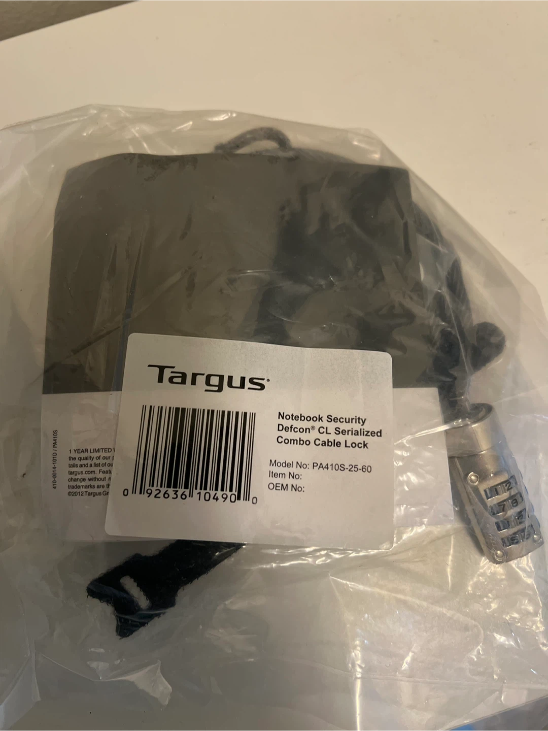 New-Targus Defcon CL Serialized Combo Cable Lock