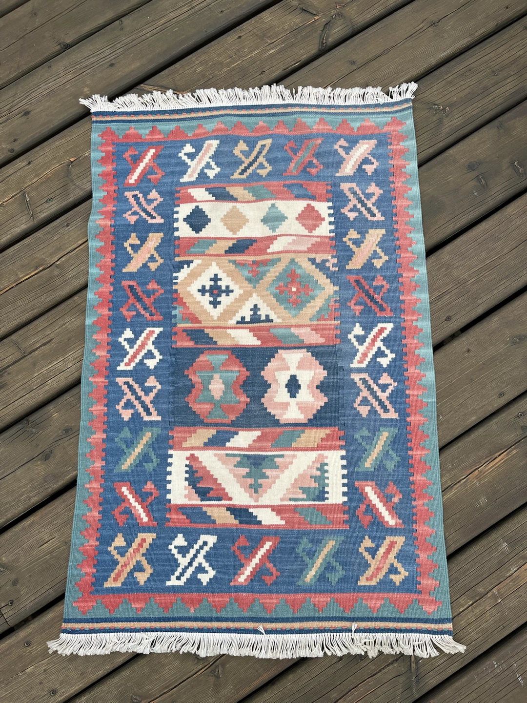 Vintage Woven Kilim Wall Hanging /  Mat - photo 5