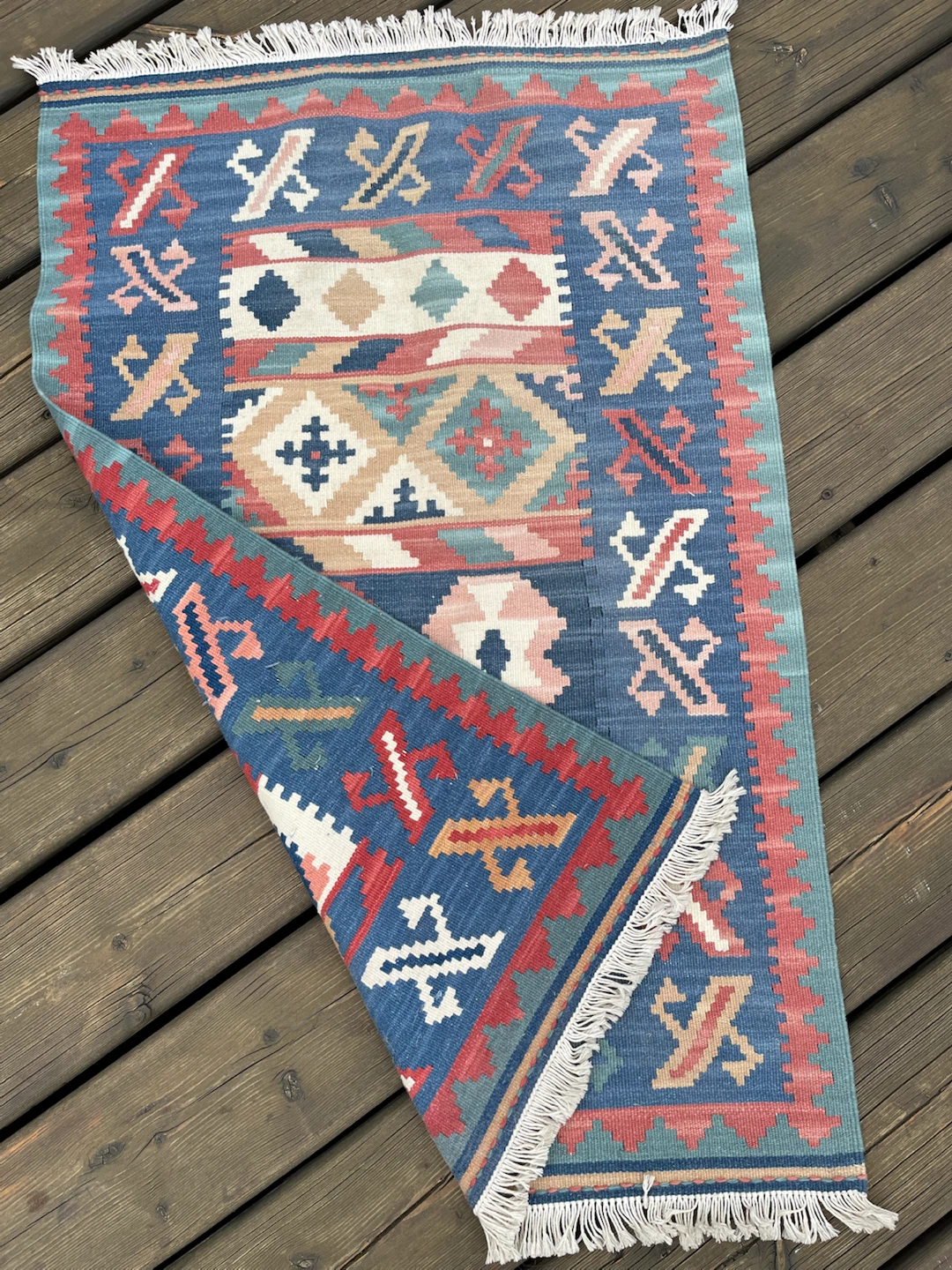 Vintage Woven Kilim Wall Hanging /  Mat - photo 4